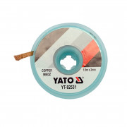 Лента за разпояване, медна оплетка, YATO, 1.5мм х 1.5м