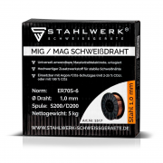 STAHLWERK MIG MAG Premium заваръчна тел ER70S-6 SG2 - Ø 1.0 mm, 1 кг