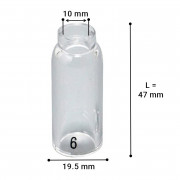 Стъклен накрайник TIG Pyrex 19.5x10x47 | T17/18/26 S | 10NQ48 nr.6