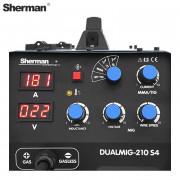 Инверторен заваръчен апарат Sherman DUALMIG 210 S4 с колела и рафт за бутилки