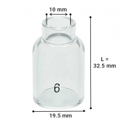 Стъклен накрайник TIG Pyrex 19.5x10x32.5 | T9/17/18/20/26 S | 53NQ60 nr.6