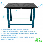 Монтажно-заваръчна маса GPPH DIY - 1200x800 mm, отвори Ø16 mm