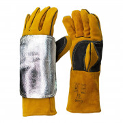 Ръкавици за заварчици с KEVLAR GL060 + Кожен щит за ръце с алуминиево фолио (1 бр.)
