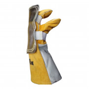 Ръкавици за заварчици с KEVLAR GL122 + Кожен щит за ръце с алуминиево фолио (1 бр.)