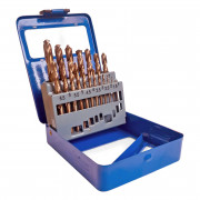 Комплект свредла за метал с 5% кобалт в метална кутия, 1-10 мм (през 0.5 мм), 19 бр.