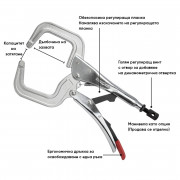 Самозаключващи клещи със C-образни челюсти и  шарнирни накрайници StrongHand