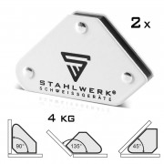 STAHLWERK Комплект магнитни инструменти - 2 × магнитен ъгъл за заваряване 4 kg + заземяваща магнитна маса