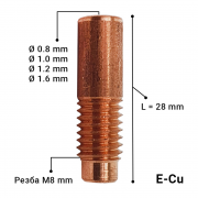 Контактни дюзи Kemppi M8x8x28