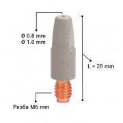 Контактна дюза с незалепващо покритие, M6 x 28 mm