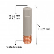 Контактна дюза MB15 с незалепващо покритие, M6 x 25 mm