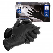 Плътни еднократни ръкавици от нитрил без пудра Haspet, черни (50 бр.)