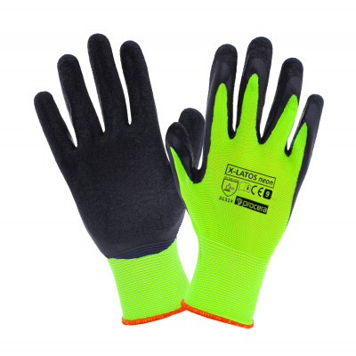 Предпазни ръкавици с латексово покритие X-LATOS Neon