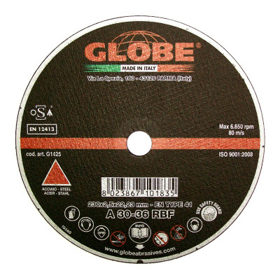 GLOBE Диск за рязане на стомана, 230 x 2.5 x 22.23 mm