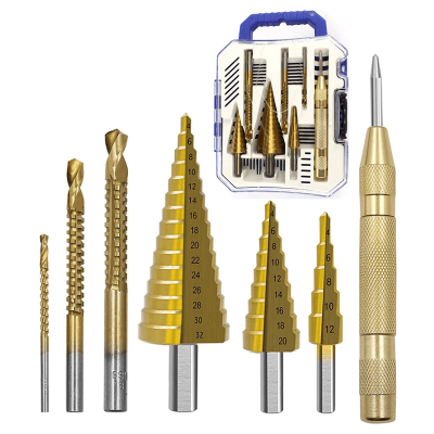 Комплект стъпаловидни свредла с титаниево покритие – 7 части