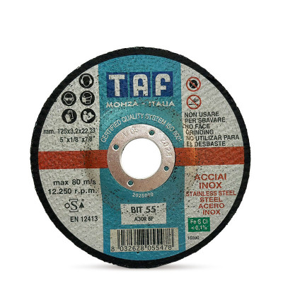 TAF Диск за рязане на метал и чугун BIT55 – Universal Series, 125 x 3.2 mm