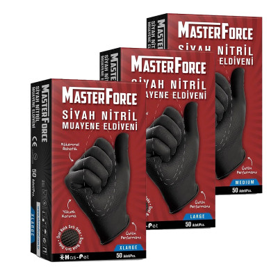 Еднократни ръкавици от нитрил без пудра MasterForce, черни 50 бр.
