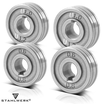 STAHLWERK Комплект 4бр. телоподаващи ролки с V-профил 0.6 / 0.8 mm и U-профил 1.0 / 1.2 mm