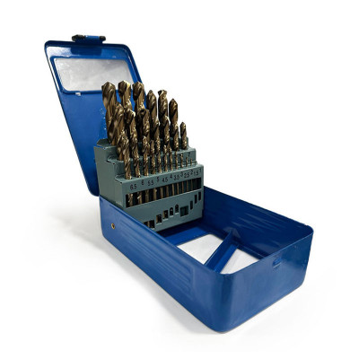 Комплект свредла за метал с 5% кобалт в метална кутия, 1-13 мм (през 0.5 мм), 25 части