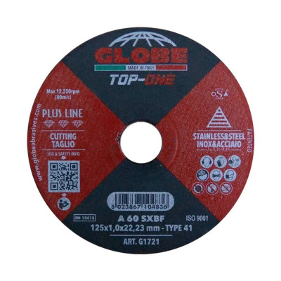 GLOBE Диск за рязане на метал и неръждаема стомана Top One - Plus Line, 125x1.0 mm