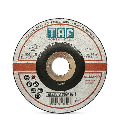 TAF Диск за шлайфане на алуминий и цветни метали MS31, 125 x 6.5 x 22.23 mm
