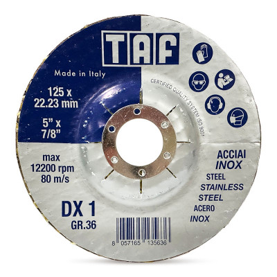 TAF Диск за шлайфане с керамично покритие DX1, 125 x 22.23 mm, P36