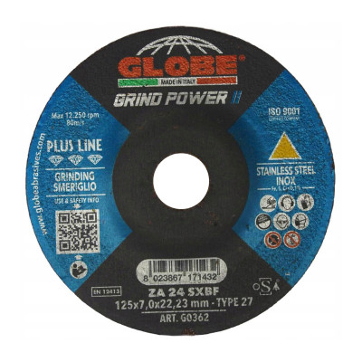 GLOBE Диск за шлайфане на метал и неръждаема стомана Grind Power III, 125 x 7.0