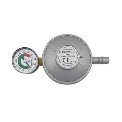 Редуцир вентил SL3-37 за пропан-бутан с манометър за туристически бутилки G3/8″LH