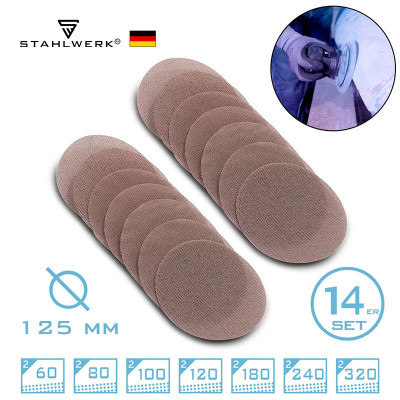 STAHLWERK Шлифовъчни дискове комплект от 14 бр. - Ø 125 mm