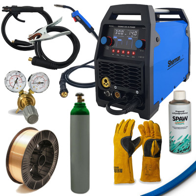 Стартов Комбо продукт за заварчици  със Синергичен инверторен заваръчен апарат SHERMAN DIGIMIG 202 M-POWER