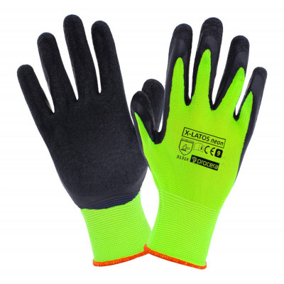 Предпазни ръкавици с латексово покритие X-LATOS Neon - Размер 8
